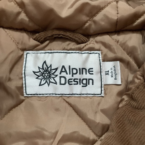 Alpine Design Women's Corduroy Quilted Full Zip Hoodie XL Roasted Coffee NWT $88 - Picture 5 of 11